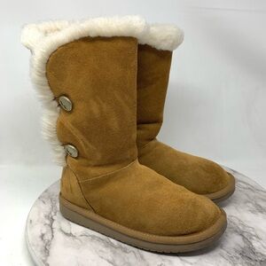 Koolaburra Ugg Kinslei Shearling Button Suede Tall Boots 3 Girls Cozy Warm Soft
